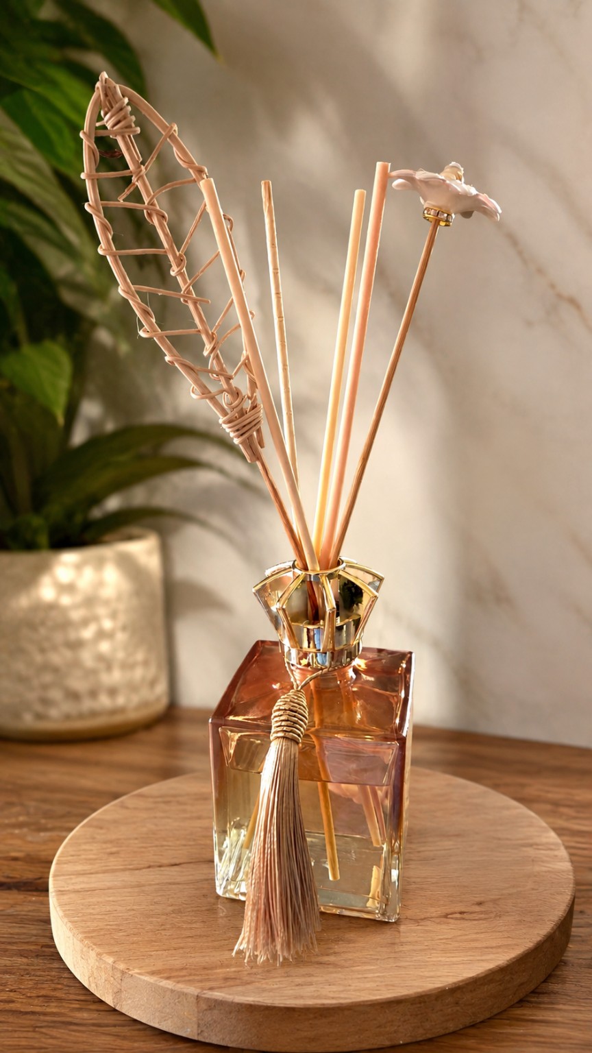 Aromatizador de ambiente montado, com varetas decorativas